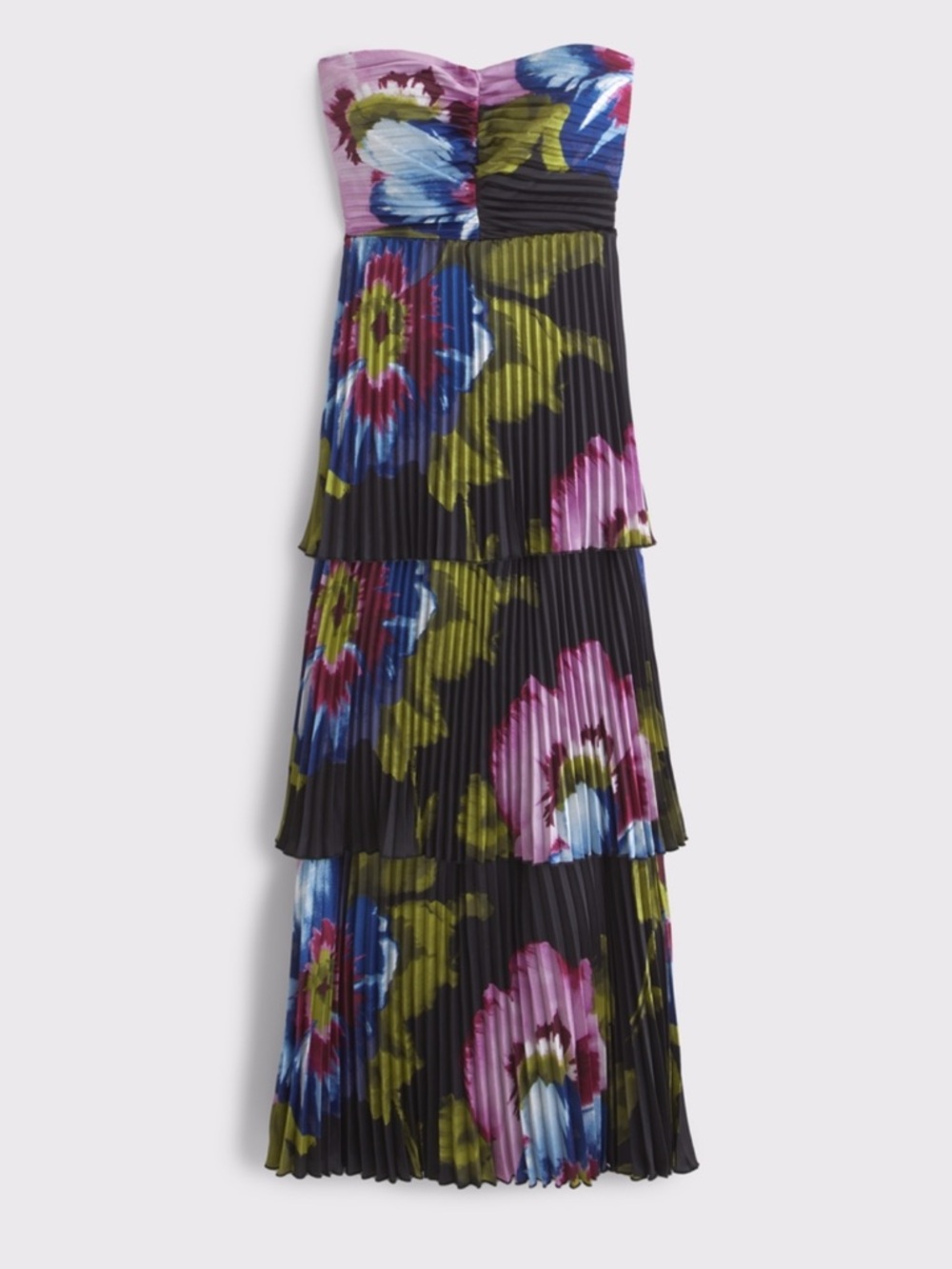Abercrombie Giselle Tiered Maxi Dress in Black Floral size LT